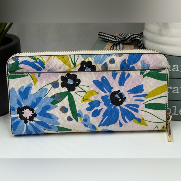 Kate Spade Staci Lily Blooms Large Continental Zip Around Wallet - Cream Multi - Picture 3 of 8
